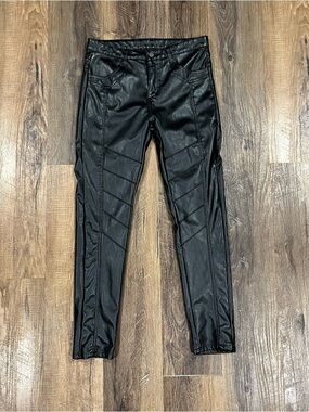 Black Skinny Faux Leather Men Pants Moto Metal Punk Emo  size 31 x 30 (31/28)